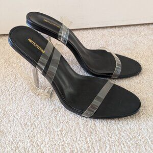 Black & Clear Heels (Size 7) height 3.5"